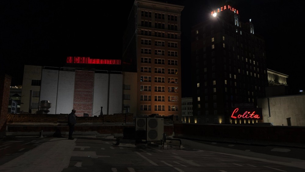 An Electro Storm CS15 on a rooftop lights the street below