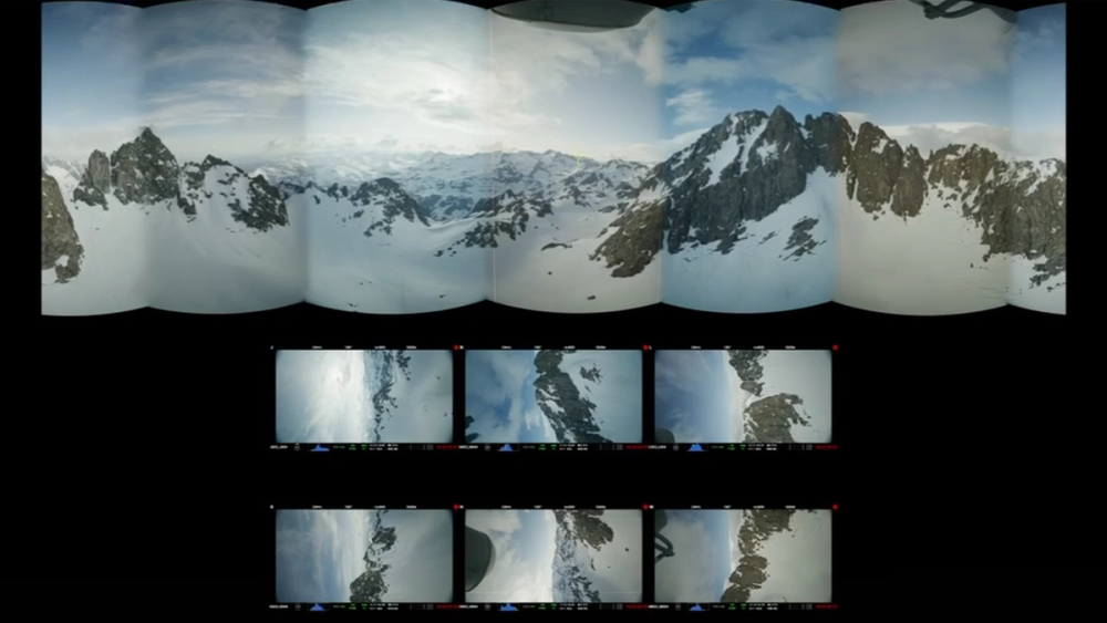 Footage from the Red Raptor platform is stitched together to create 24k wraparound footage for the LED volume